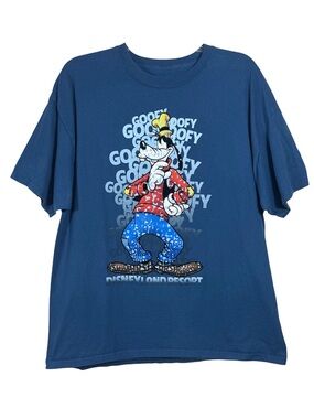 Disneyland Resort Goofy Graphic Tee 2XL Blue Disney Parks Oversized Shirt